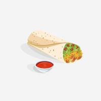 Mexican Burrito Filled with Grilled Chicken and Vegetables vector