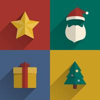 Christmas Icons flats design set with long shadow vector