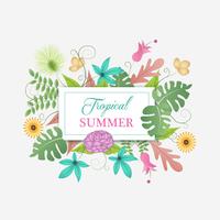 Tropical Floral Decoration Frame with Custom Name Board vector