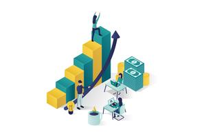 isometric vector illustration a group of people characters are preparing a business project start up