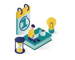 booking a schedule isometric vector illustration
