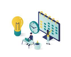 booking a schedule isometric vector illustration