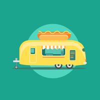 Yellow Hot Dogs Food Truck Van vector