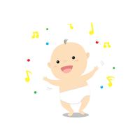 Bebé de dibujos animados lindo bailando alegremente música vector