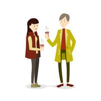 Couple in winter season drinking hot  beverage vector