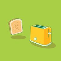 Breakfast Scene with a Bread Toaster and a Slice of Bread vector