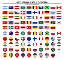 Colección de banderas, banderas mundiales más populares vector