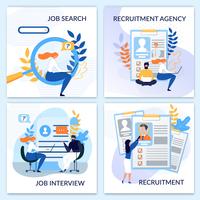 Human Resources, Hiring, Recruitment Cards Set vector