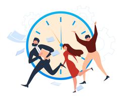 People Office Worker Run Deadline Alarm vector