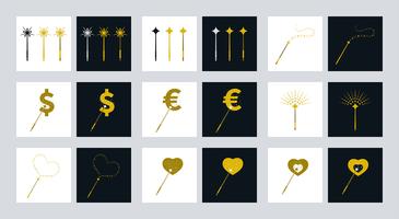 Magic wands icons with various theme vector