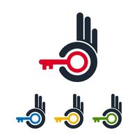 Abstract hand icons with keys vector