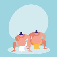 Hombres practicando sumo avatar personaje vector
