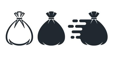 Tied sack flat icons vector