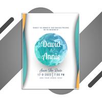 Wedding invitation card with blue watercolor circle vector