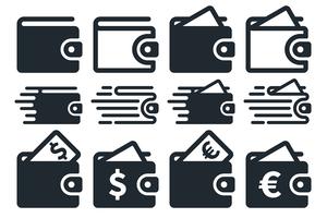 Flat wallet icons vector