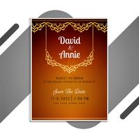 Orange and red ornamental wedding invitation vector