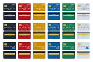 Conjunto de iconos grandes de tarjetas de crédito vector