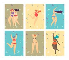 Body Positive Motivational Set Colored Style Card vector
