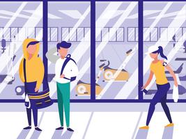 people in sport gym scene vector