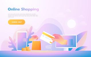 Modern Flat design people and Business concept for M-Commerce, easy to use and highly customizable. Modern vector illustration concept.