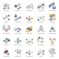 Bitcoin and Cryptocurrency Isometric Icons vector