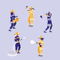 group of firefighter characters vector