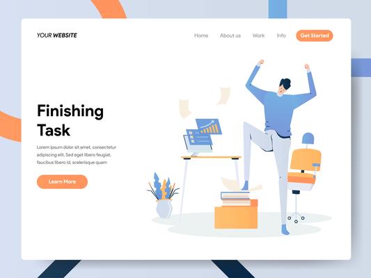 Landing page template of Businessman Finishing Task Illustration Concept