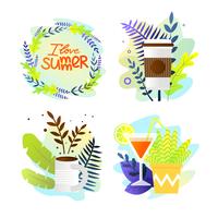 Set Postcard Written I Love Summer vector