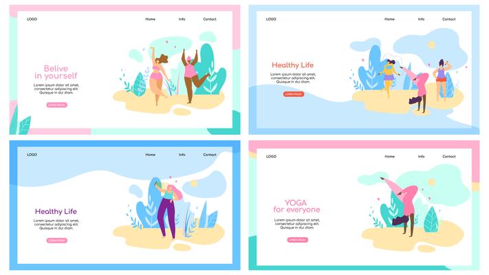 Attractive Overweight Women Healthy Lifestyle Set