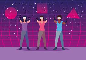 Mujeres que usan tecnología de realidad aumentada vector