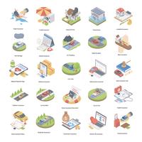 Insurance Concept Isometric Icons  vector