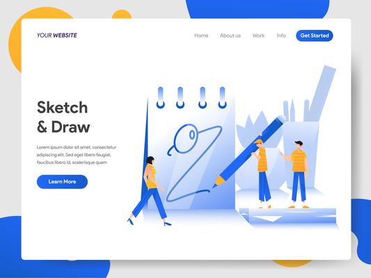 Landing page template of Sketching and Drawing on Paper 