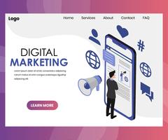 Digital Marketing Media Technology Isometric Graphic  vector