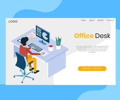 Office workspace Isometric Design vector