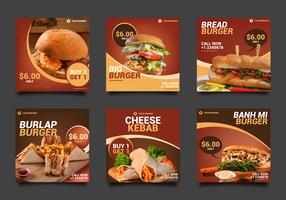 Burger Social Media Post Pack vector