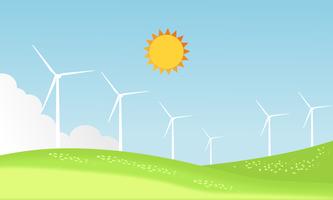 Wind turbines farm design vector