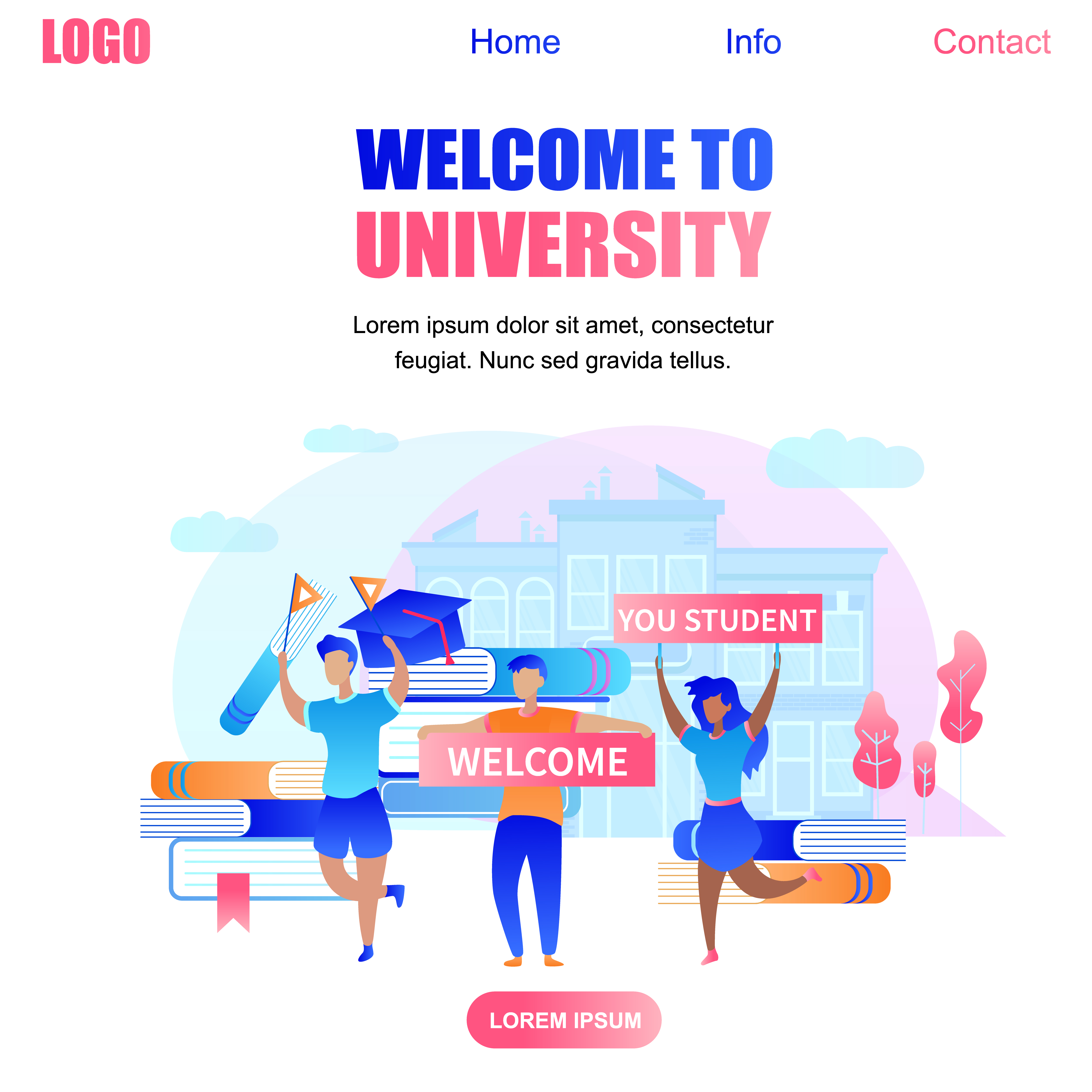 Welcome To University Banner With Happy Students Download Free