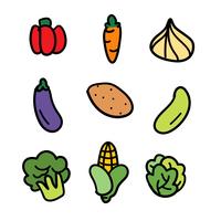 Hand-drawn Vegetable Doodle Set vector