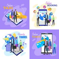 Family Travel Buy Ticket Online Taxi Hotel Booking vector