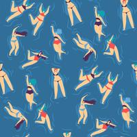 Swimsuit Swimming Relaxing Woman Seamless Pattern vector