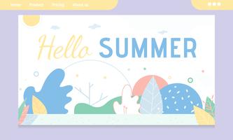 Hola Banner de saludo de verano con diseño abstracto vector