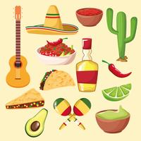 mexican food and elements vector