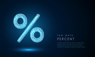 Abstract percent sign. Low poly style design. vector