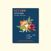 Diseño de diseño de póster de otoño con hojas y animales vector