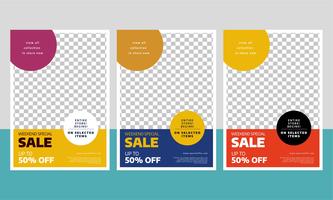 Modern Sale Flyer Template with Three Different Color vector