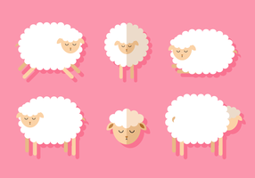 Cute Set of Sleeping Sheep on Pink Background vector