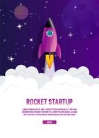 Concepto de idea de negocio Violet Rocket Startup vector