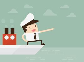 Captain standing on boat pointing vector