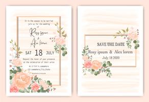 Pink Floral frame hand drawn invitation vector