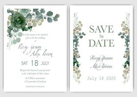 Greenery Wedding Invitation vector